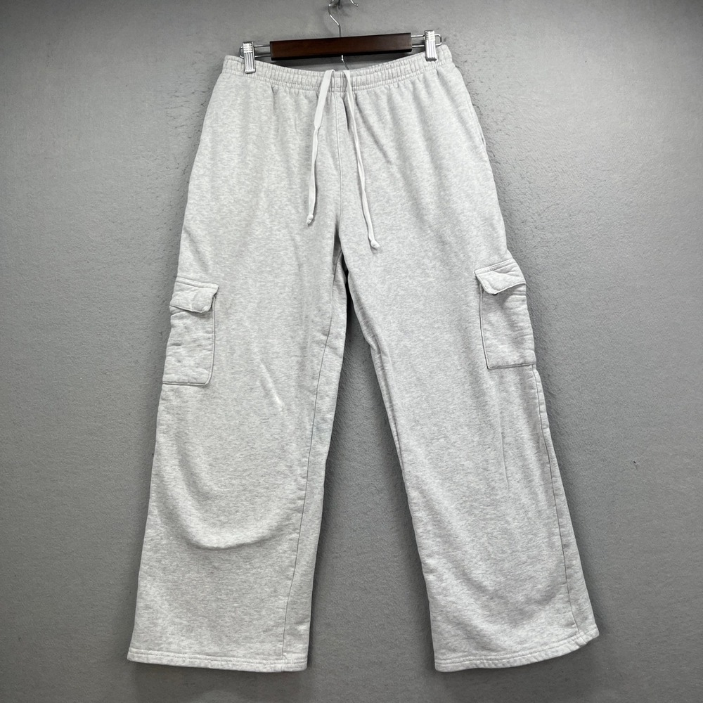 Brandy Melville Cargo Sweatpants Womens One Size Gray Loose Wide Baggy Casual